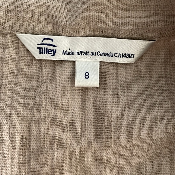 Tilley Linen Blend Brown Tan Long Sleeve Lagenlook Loop Button Front Top size 8 - Picture 5 of 9